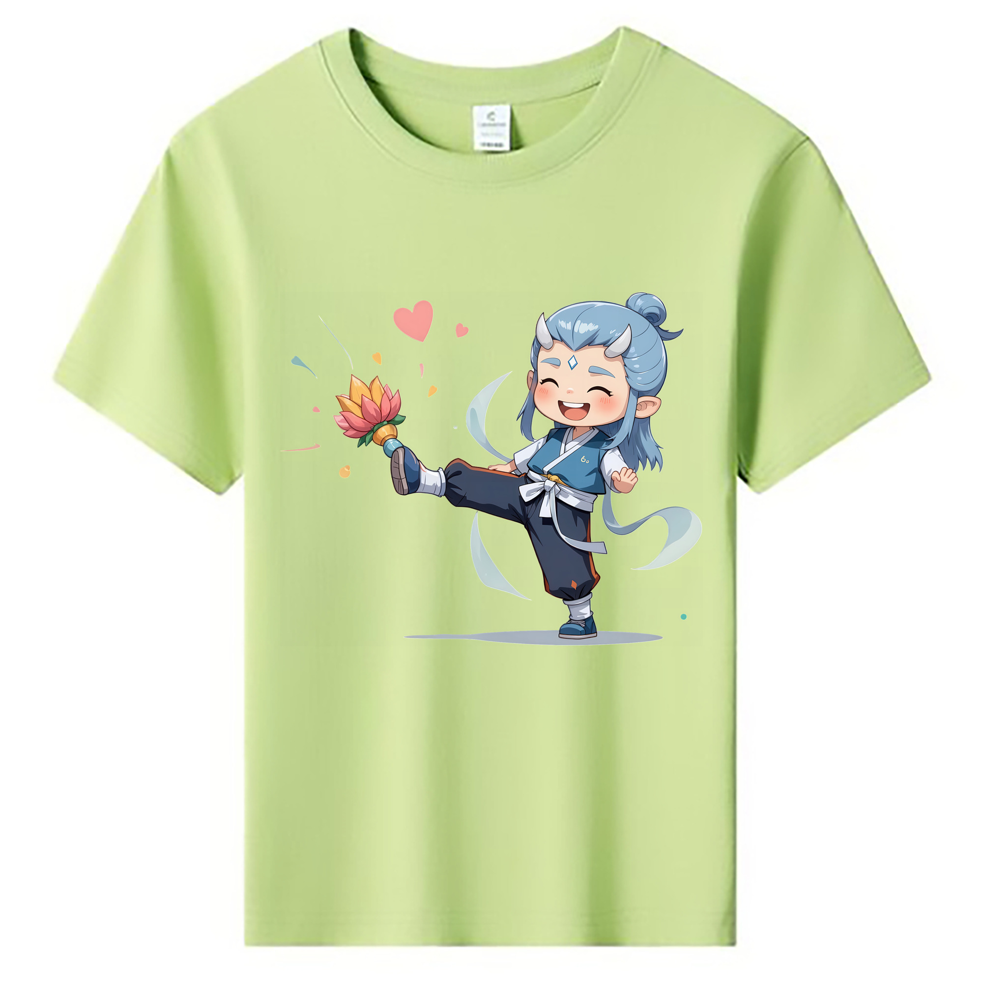 （画像用） Ne Zha 2 ナタ 魔童の大暴れ 綿100％キッズTシャツ（フロントプリント）